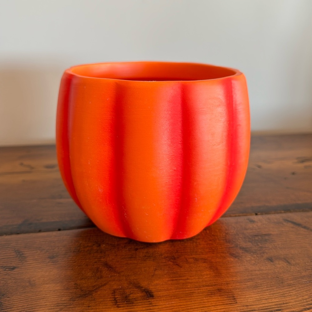 Halloween Orange Red Pumpkin-Style Holiday Planter